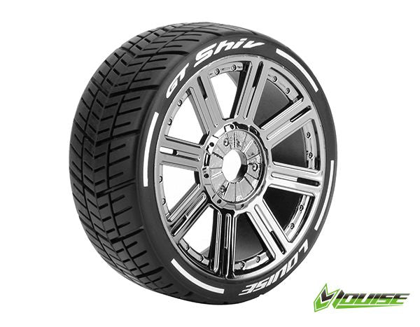 LOULT3284SBC Louise R/C GT-Shiv 1/8 (Soft) 17mm Spoke/Black Chrome Wheel(2)