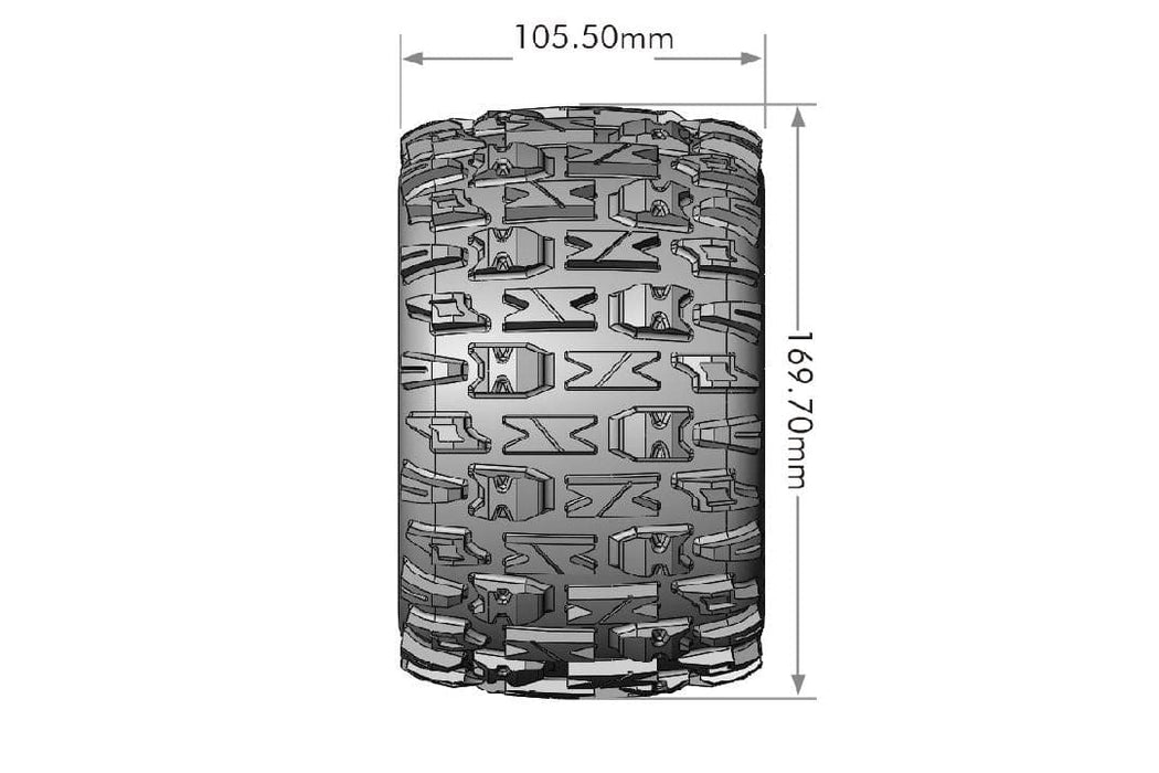 LOULT3321BCH Louise R/C MT-Pioneer 3.8"-1/2" Offset,17mm Hex Blk/Chrm Whl(2)