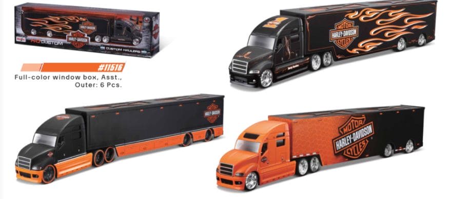 MAI11516 Maisto 1/64 H-D Custom Haulers (3 Styles) (6 Pack)