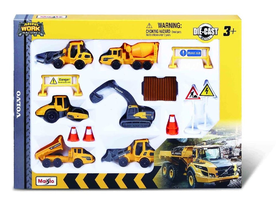 MAI12376 Maisto Mini Work Machines Volvo Const. 3" 6 veh/10 acc Pc (12)
