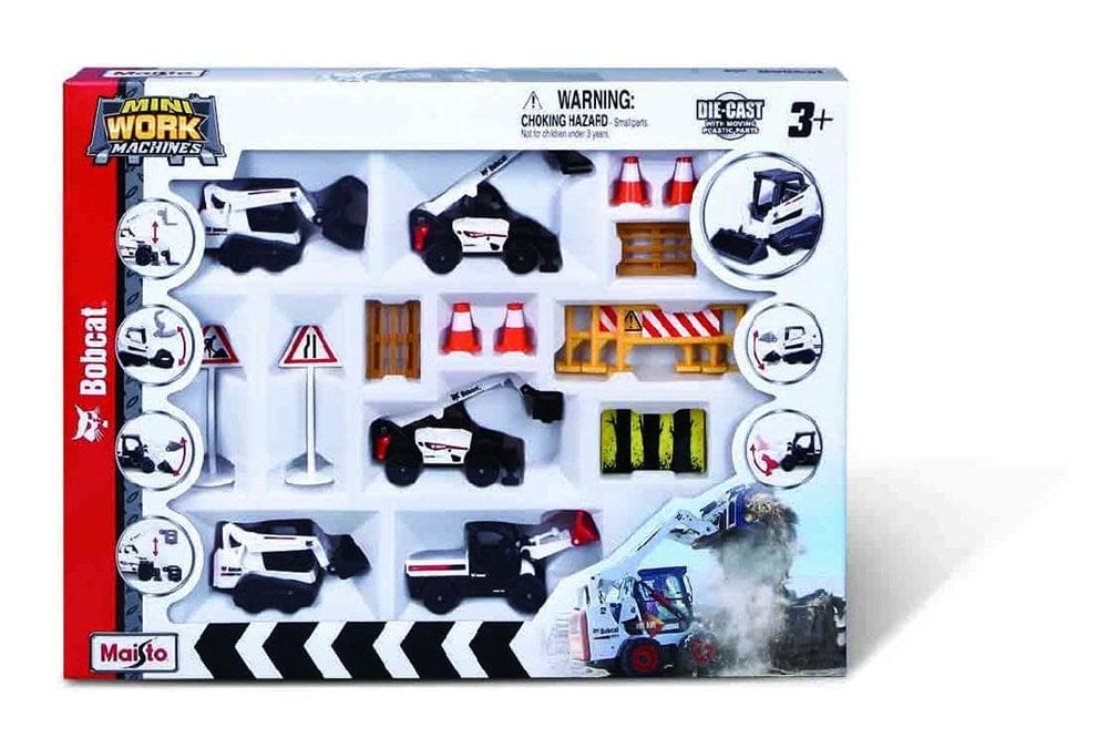 MAI12436 Maisto Mini Work Machines Bobcat Play Set (12 Pack)