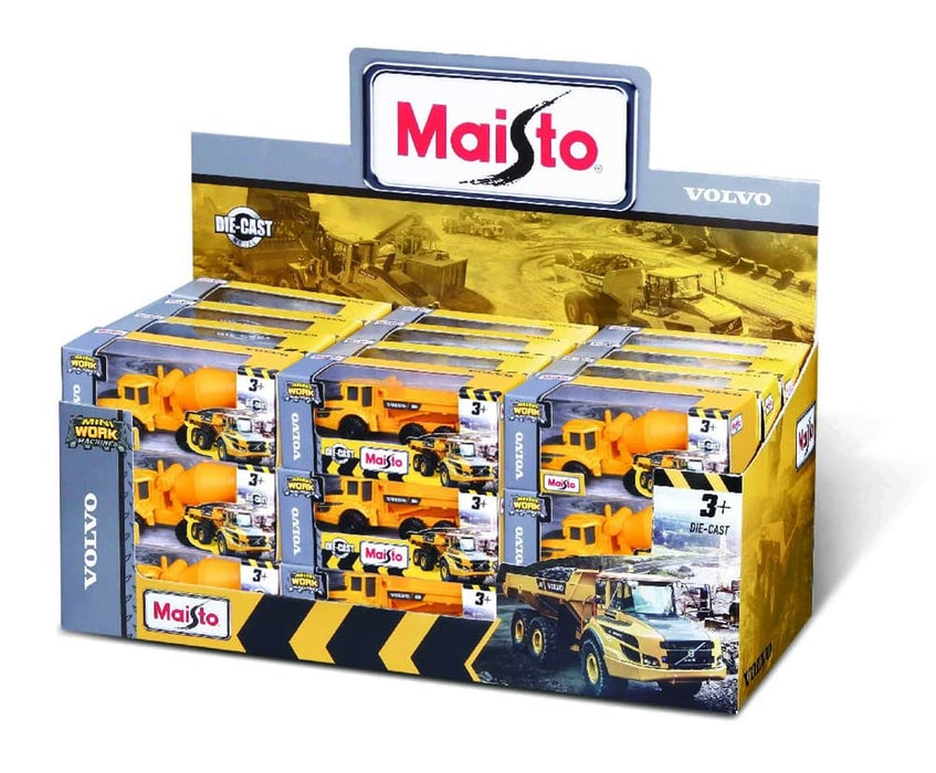 MAI14364 Maisto Mini Work Machines Volvo Construction 3" (36 Pack)