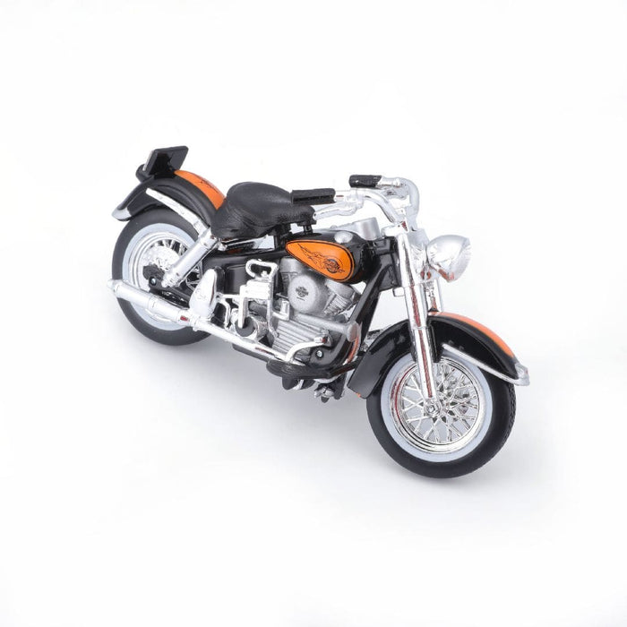 MAI32180 Maisto 1/24 H-D '58 FLH Duo Glide + '48 Ford F-1 (Black/Orange)