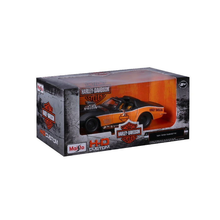 MAI32193 Maisto 1/25 H-D Custom 1970 Chevy Corvette (Black/Orange)