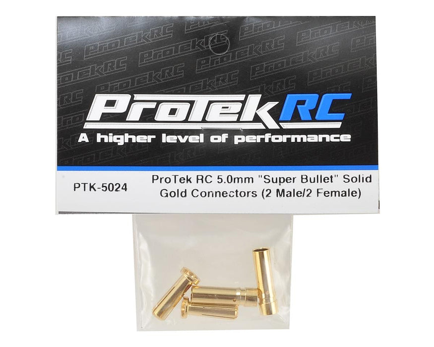 PTK-5024 ProTek RC 5.0mm "Super Bullet" Solid Gold Connectors (2 Male/2 Female)