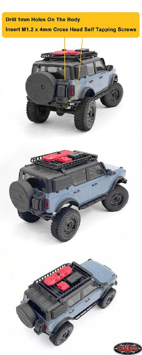 RC4VVV-C1367 RC4WD Spare Tire Holder w/ Fuel Tank for Axial SCX24 2021 Bronco