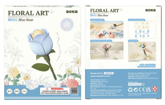 ROEAD021 Rowood DIY Blue Rose 3D Wooden Puzzle