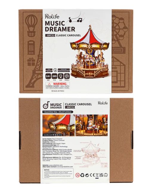 ROEAMC01 Rolife Classic Carousel 3D Woodel Puzzle