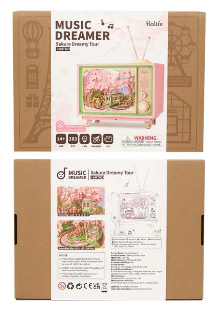 ROEAMT02 Rolife Sakura Dreamy Tour DIY Music Box 3D Wooden Puzzle