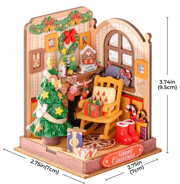 ROEDS041 Rolife Christmas Fireplace DIY Miniature Doll House Kit