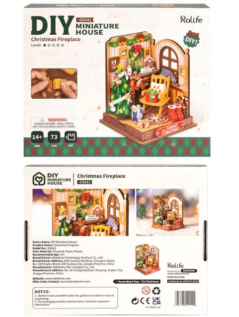 ROEDS041 Rolife Christmas Fireplace DIY Miniature Doll House Kit