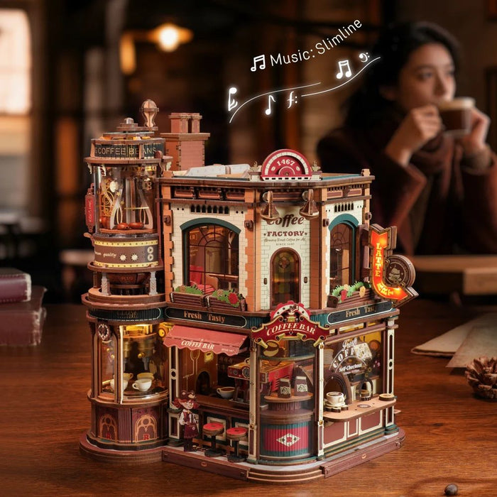 ROEEAB02 ROKR Dream Coffee Factory Music Box Wooden 3D Puzzle
