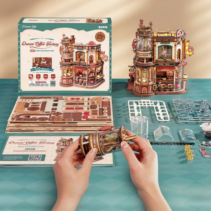 ROEEAB02 ROKR Dream Coffee Factory Music Box Wooden 3D Puzzle