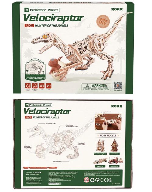 ROELD01 ROKR Velociraptor 3D Wooden Puzzle