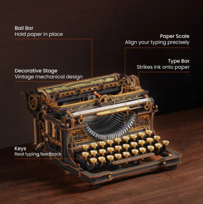 ROELK703B ROKR Mechanical Tyepwriter 3D Wooden Puzzle - Classic Version