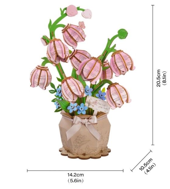 ROETF003, Rolife Pink Lily of the Valley 3D Wooden Puzzle