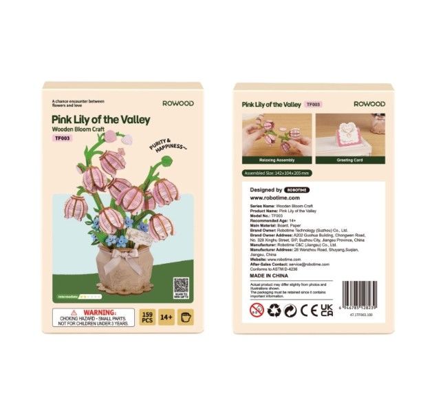 ROETF003, Rolife Pink Lily of the Valley 3D Wooden Puzzle