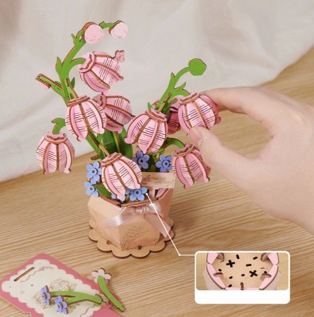ROETF003, Rolife Pink Lily of the Valley 3D Wooden Puzzle