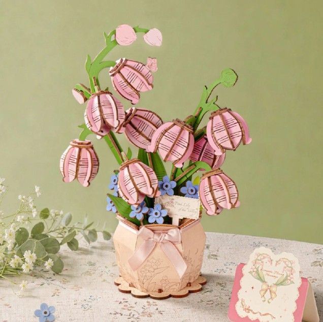 ROETF003, Rolife Pink Lily of the Valley 3D Wooden Puzzle