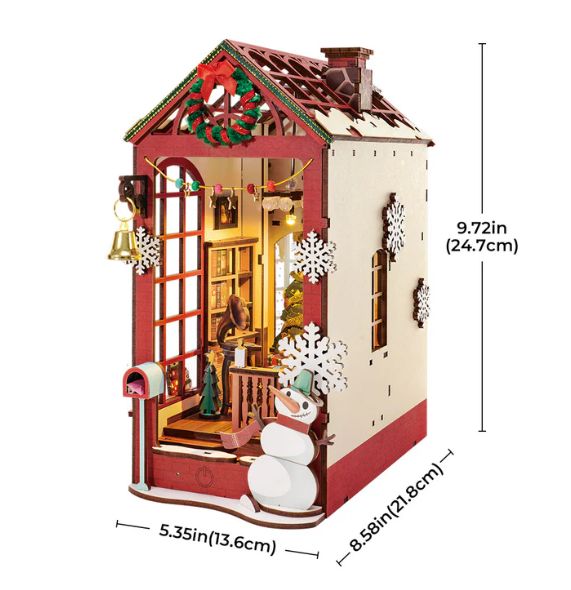ROETGC07 Rolife Christmas Indoor Scene Book Nook Shelf Insert