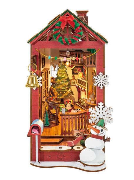 ROETGC07 Rolife Christmas Indoor Scene Book Nook Shelf Insert