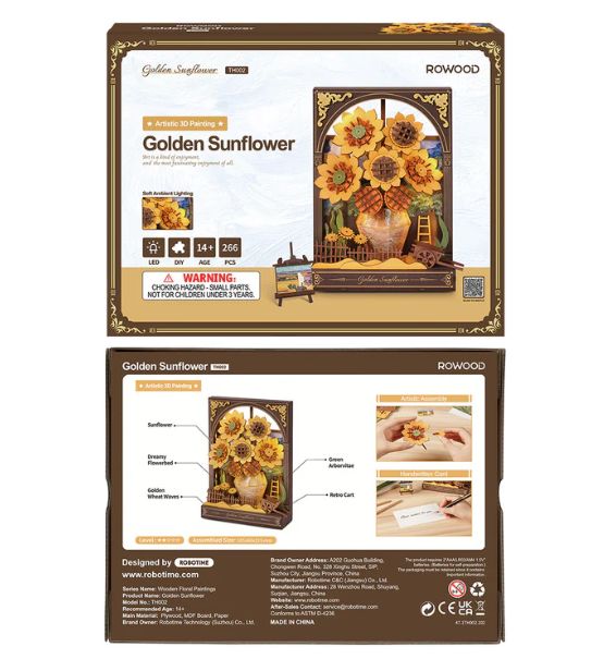 ROETH002 Rowood Golden Sunflower 3D Wooden Puzzle