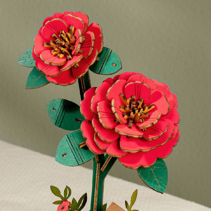 ROETW031 Rowood DIY Red Camellia 3D Wooden Puzzle