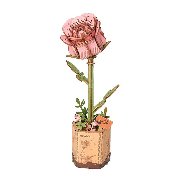 ROETW041 Rowood DIY Pink Rose 3D Wooden Puzzle