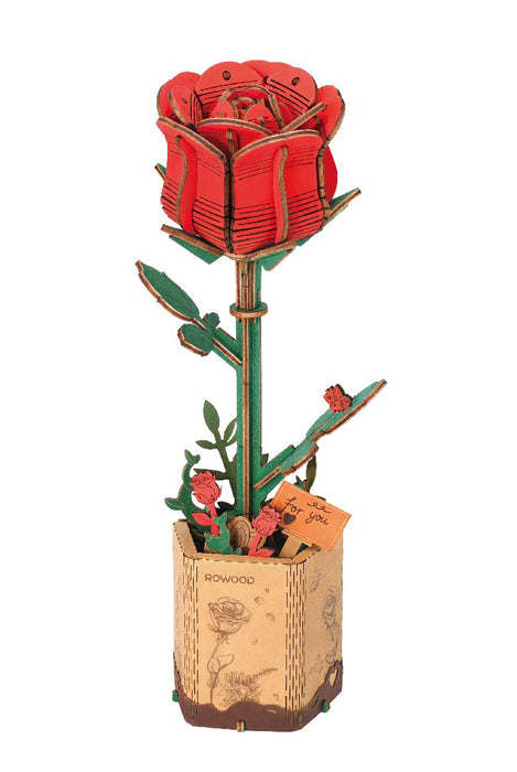 ROETW042 Rowood DIY Red Rose 3D Wooden Puzzle