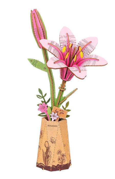 ROETW071 Rowood DIY Pink Lily 3D Wooden Puzzle