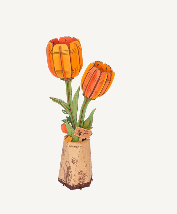 ROETW081 Rowood DIY Orange Tulip 3D Wooden Puzzle