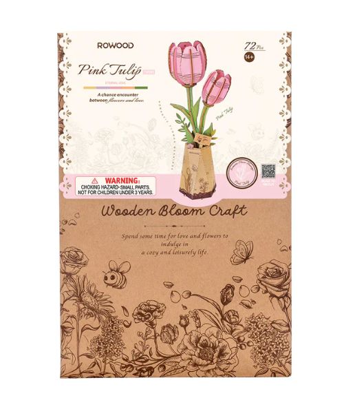ROETW082 Rowood Pink Tulip 3D Wooden Puzzle
