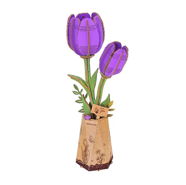 ROETW083 Rowood Purple Tulip 3D Wooden Puzzle