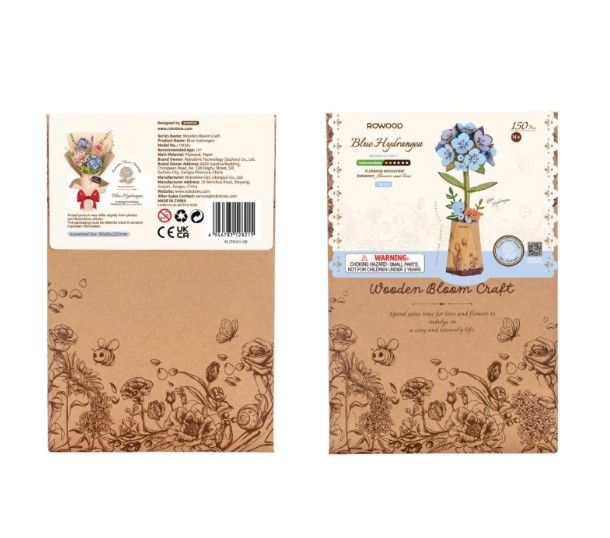 ROETW141 Rolife Blue Hydrangea 3D Wooden Puzzle