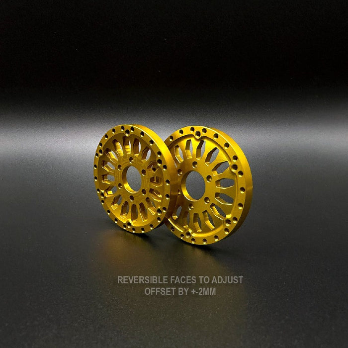 SEHREEFS240 Reefs 1.9 Gold "SHIELD" Aluminum Beadlock Wheels W/Hubs (2)