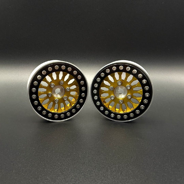 SEHREEFS240 Reefs 1.9 Gold "SHIELD" Aluminum Beadlock Wheels W/Hubs (2)