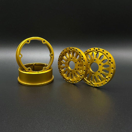 SEHREEFS240 Reefs 1.9 Gold "SHIELD" Aluminum Beadlock Wheels W/Hubs (2)