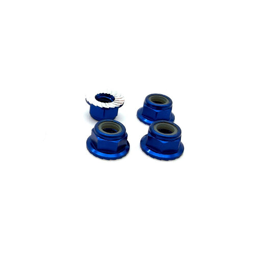 SEHREEFS288 Reefs 5mm Aluminum Flanged & Serrated Lock Nut (Blue)(4pc)