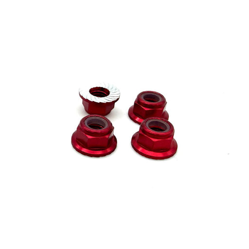 SEHREEFS289 Reefs 5mm Aluminum Flanged & Serrated Lock Nut (Red)(4pc)