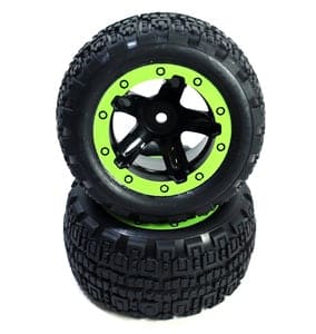 BZN540094 Turbo Slyder & Slyder ST Wheels/Tires Assembled (Black/Green)