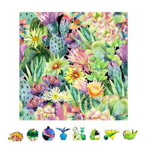 ZCPFC500 Floral Cactus Wooden Puzzle, 500 pcs