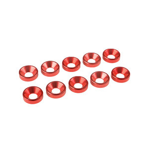 COR3213-40-5 Red Aluminum Washer for M4 Flat Head Screws, OD=10mm, 10 pcs