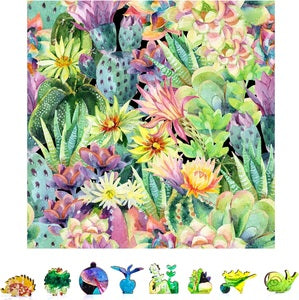 ZCPFC1000 Floral Cactus Wooden Jigsaw Puzzle, 1000 pcs