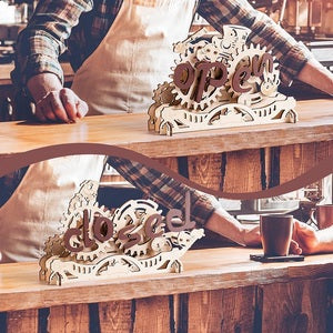 ROELK506 Open Closed Sign, 3D Wooden Puzzle - Mechanical Wood Models