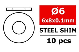 COR3301-06-08-01 Steel Metric Shim - 6x8x0.1mm - 10pcs