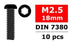 COR3003-25-18 Steel Screws M2.5 x 18mm, Hex Button Head, 10pcs
