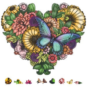 ZCPFH200 Flower Heart Wooden Puzzle, 200 pcs