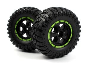 BZN540183 Smyter Desert Wheels/Tires Assembled (Black/Green)