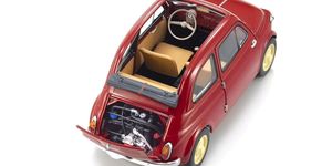 KYO08966R 1/18 Fiat Nuova 500 Diecast Model, Coral Red