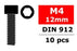 COR3001-40-12 Steel Screws M4 x 12mm, Hex Socket Head, 10pcs
